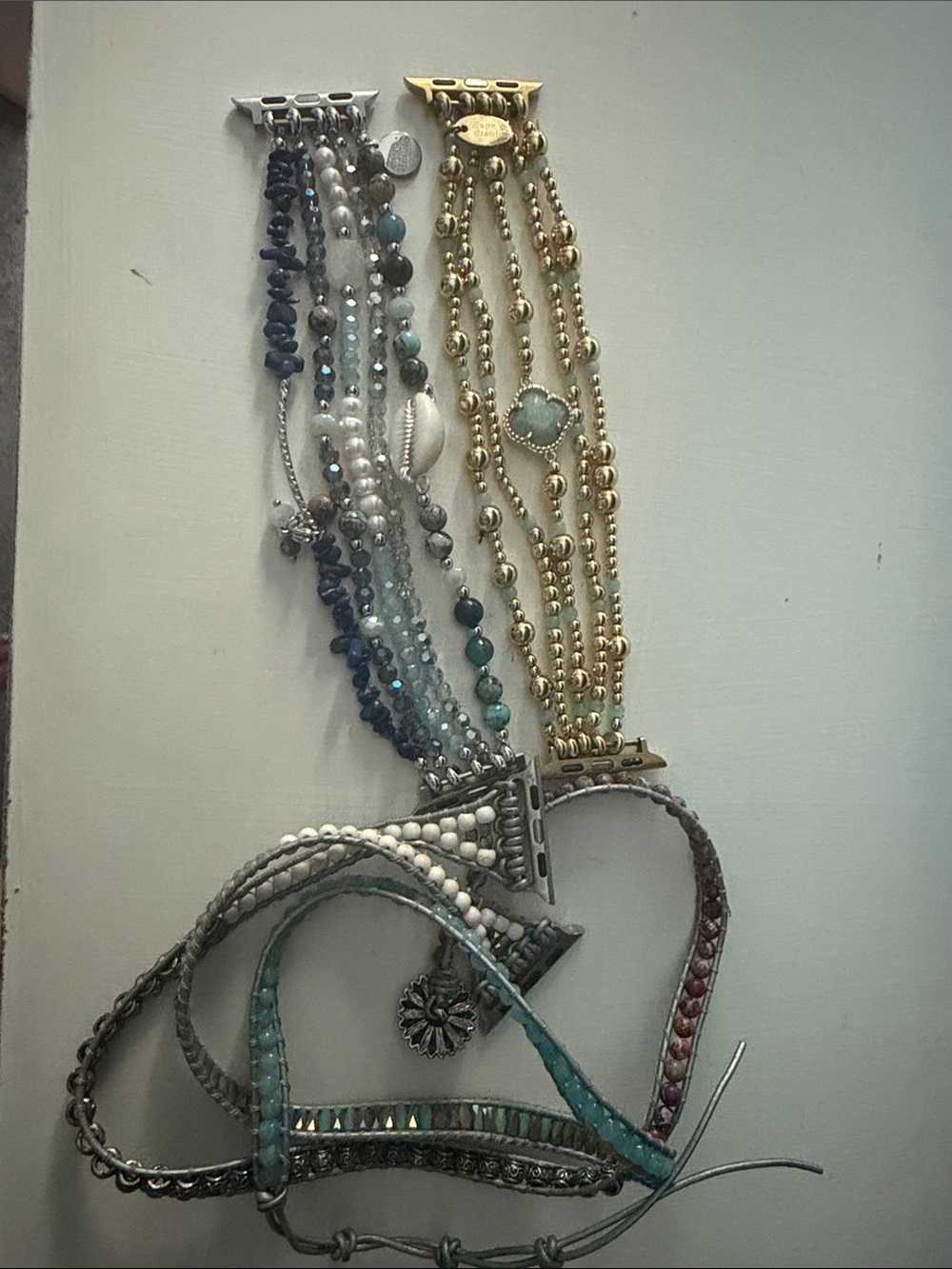 Cape Diablo Gold and Blue Multi-Strand Bracelet Set with Shell Accent